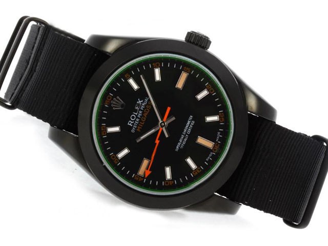 Rolex Milgauss PVD Case With Nylon Strap Montre Rolex Milgauss PVD Case With Nylon Strap Montre