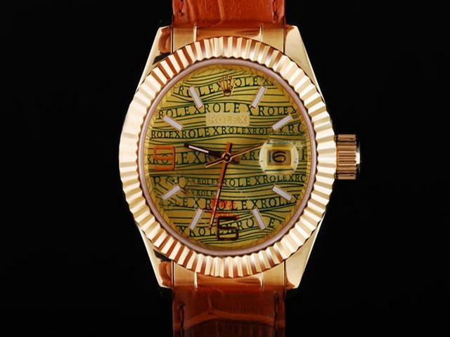 Rolex New Yellow Dial-Leather Strap Montre