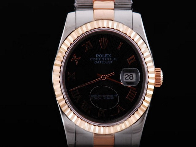 Rolex New Rose Gold Case And Black Dial Montre