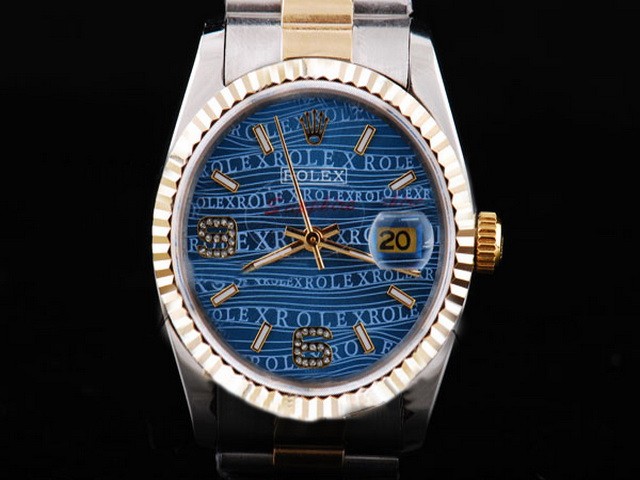 Rolex New Gold Bezel And Blue Rolex Logo Dial Montre