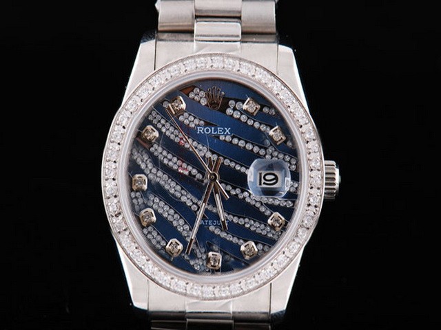 Rolex New Diamond Bezel,Blue Diamond Crested Dial And Diamond Marking Montre