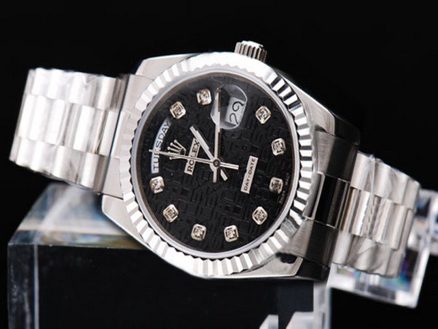 Rolex New Black Rolex Logo Dial And Diamond Marking Montre