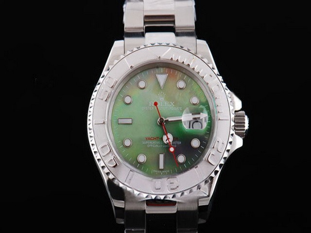 Rolex Yacht-Master ETA Case With Green Shell Dial,White Bezel And White Round Bearl Marking-Small Calendar Montre