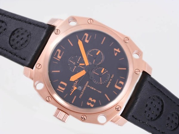 U-Boat Thousands of Feet Rose Gold Case With Black Dial-Orange Marking Montre
