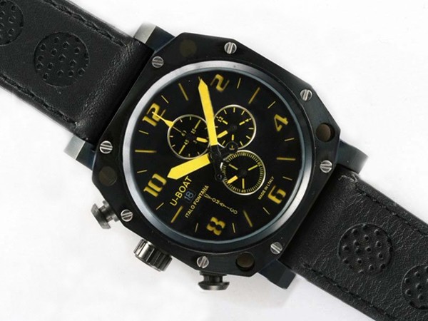 U-Boat Thousands of Feet PVD Case With Black Dial And Yellow Marking Same Chassis As 7750-High Quality Montre U-Boat Thousands of Feet PVD Case With Black Dial And Yellow Marking Same Chassis As 7750-High Quality Montre