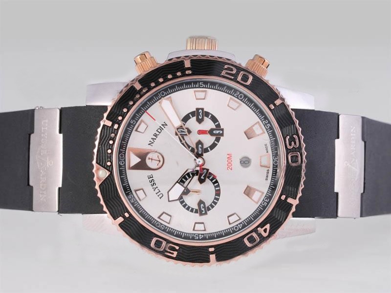 Ulysse Nardin Chronograph Automatic Two Tone Case with White Dial Montre