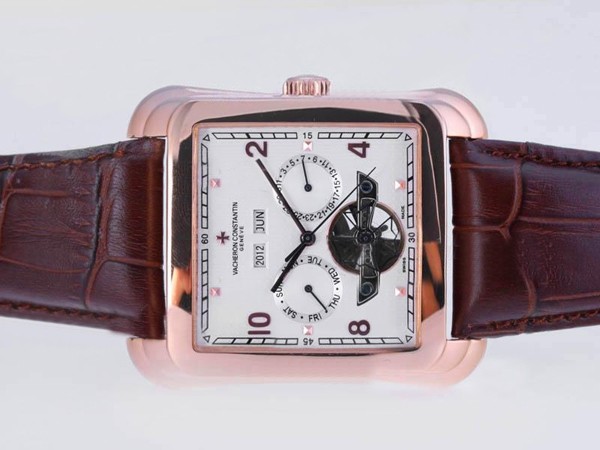 Vacheron Constantin Chronograph Automatic Rose Gold Case with White Dial Montre