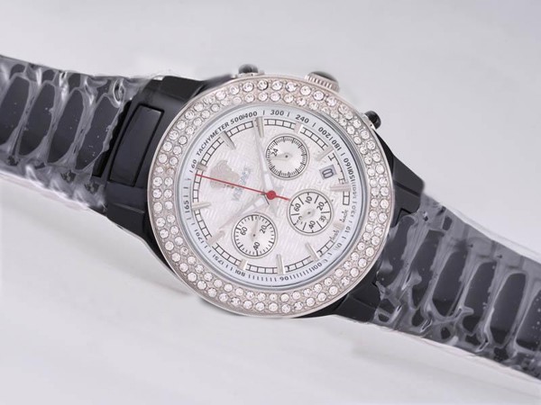 Versace Black Ceramic Coated Diamond Bezel with White Dial Montre