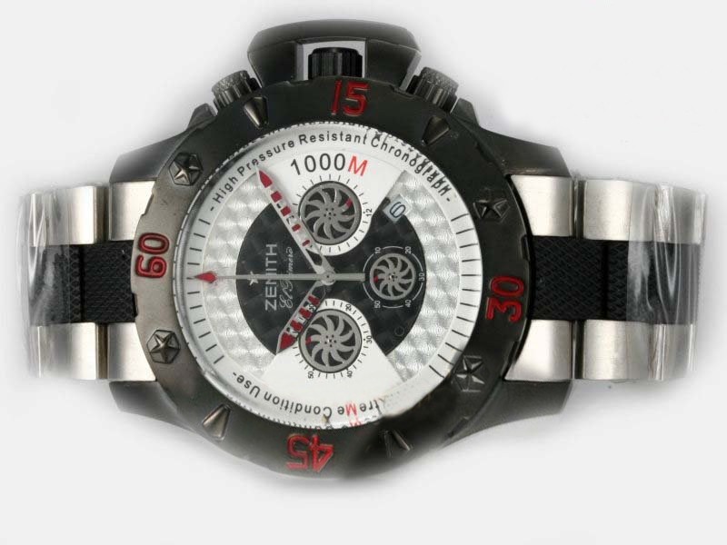 Zenith Chrono Working Chronograph PVD Case with White Carbon Fibre Style Dial Montre