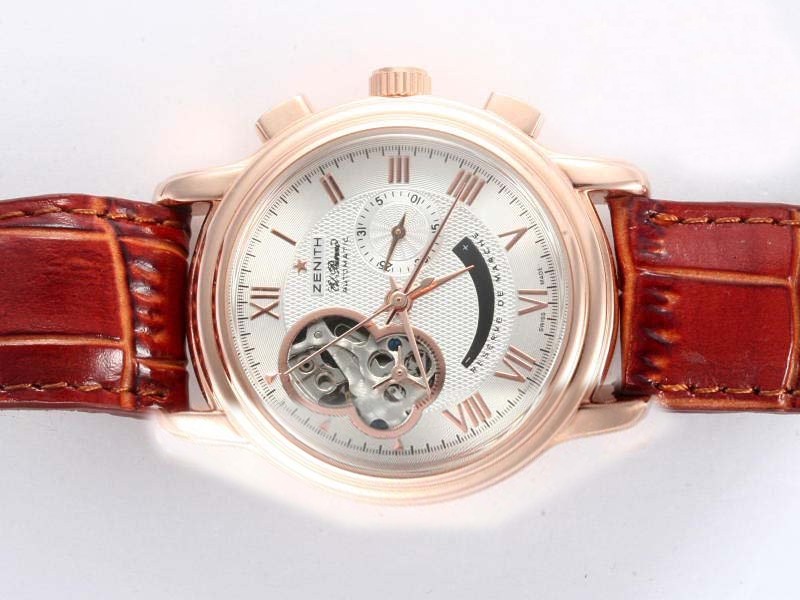 Zenith Automatic Rose Gold Case with White Dial Montre