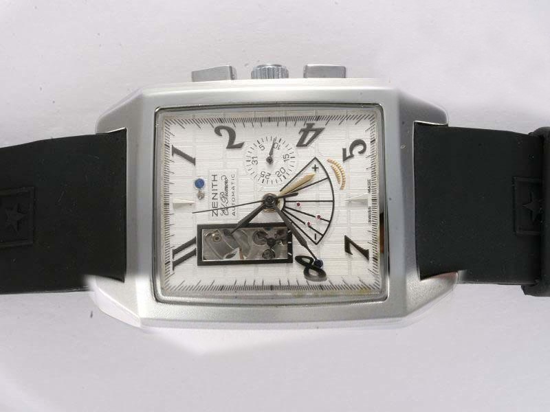 Zenith Automatic White Dial with Rubber Strap Montre