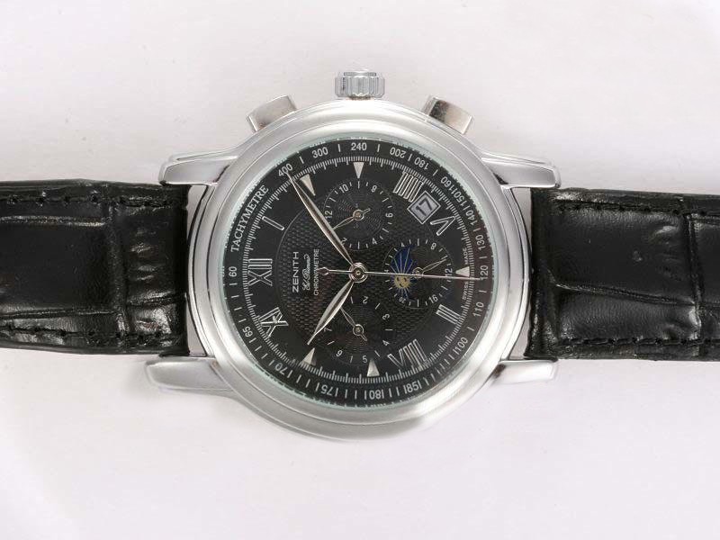 Zenith Automatic Moonphase with Black Dial Montre